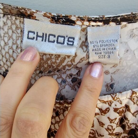 Chico's Satin Snakeskin Animal Print Swing Trapeze Mini Dress/Tunic XL chico's 3 - Picture 2 of 9